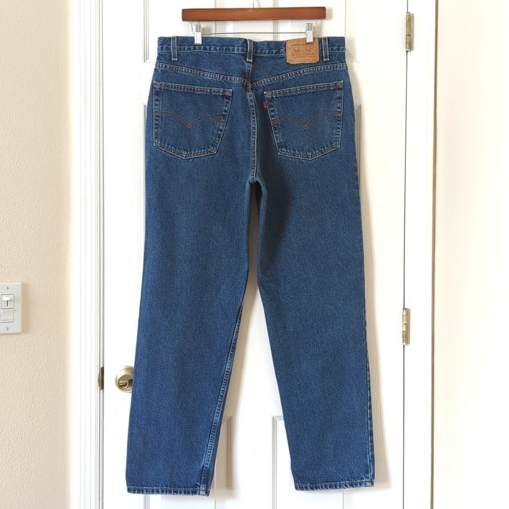 Levi's 90's Vintage 550 Dark Wash Relaxed Fit Tapered Leg Denim Jeans 38 x 32